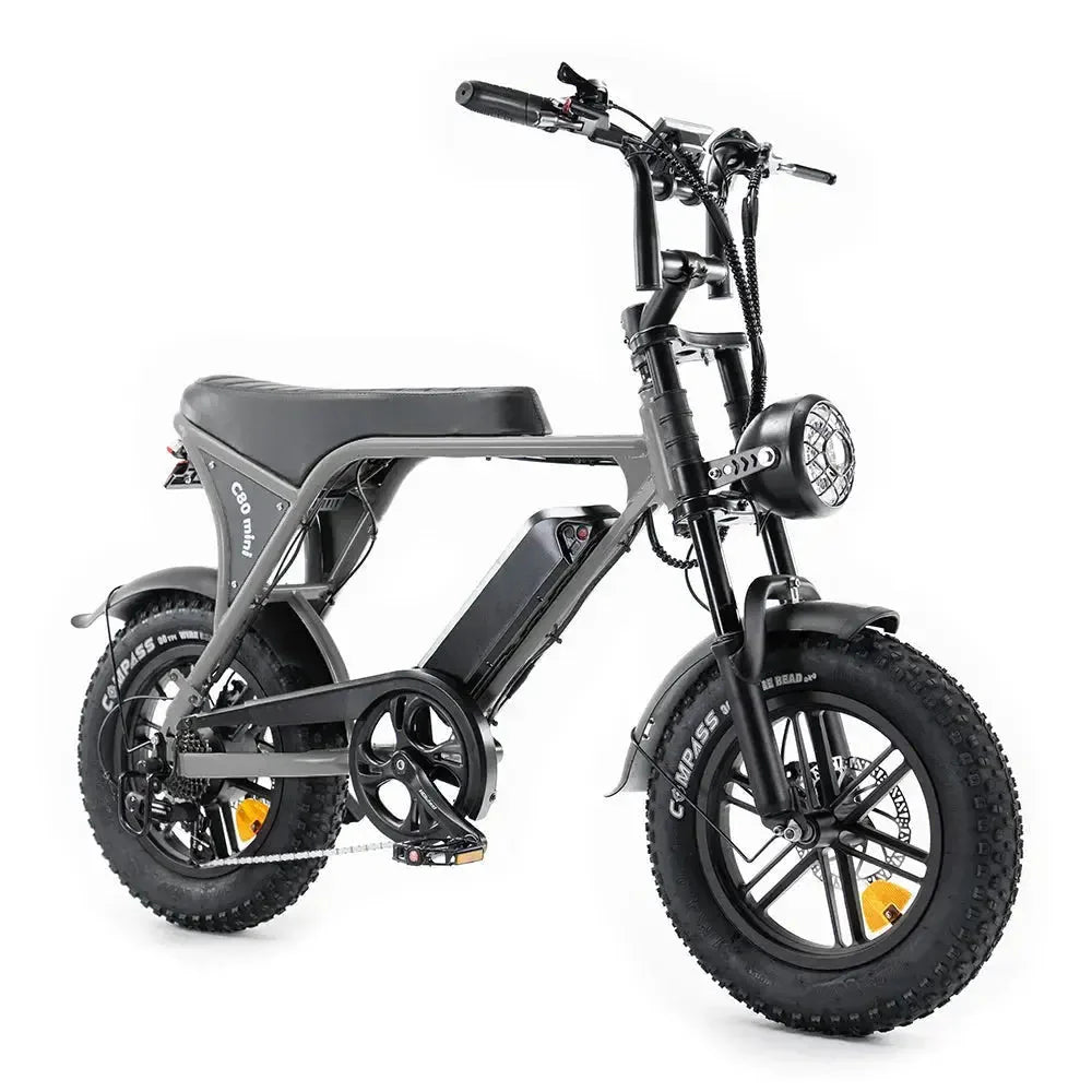 OUXI C80 Mini Elektrische Fatbike Grijs 250W Compacte E-bike